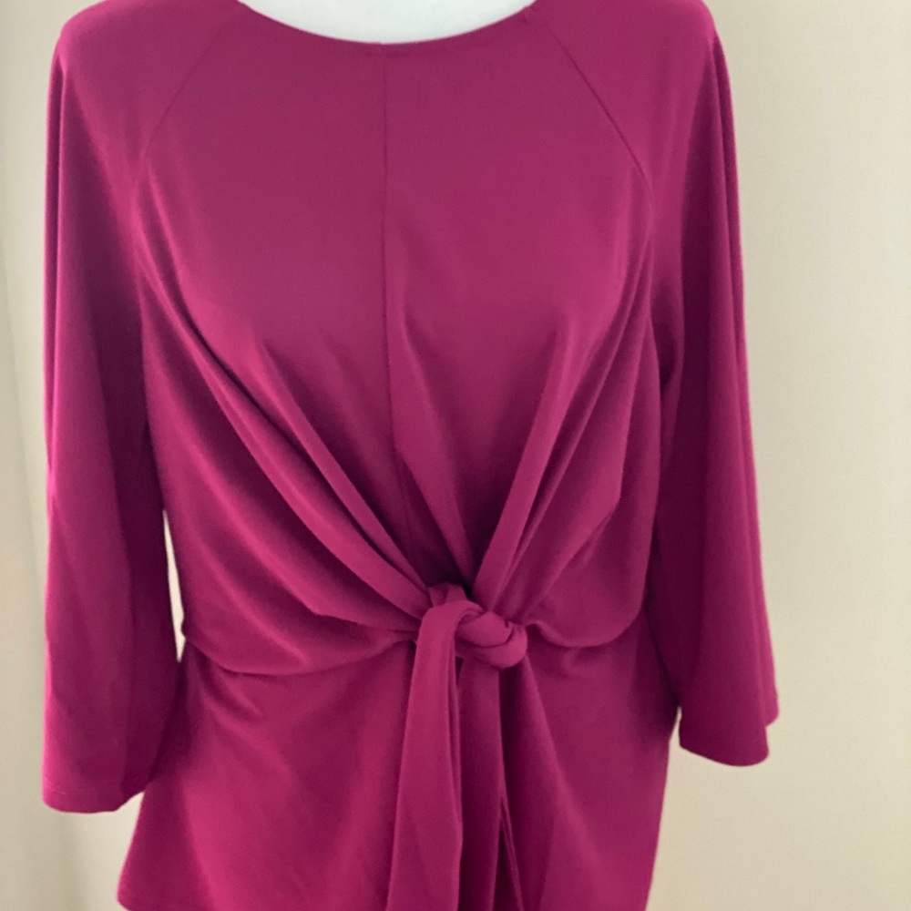 ELOQUII Magenta Tie Front Top
